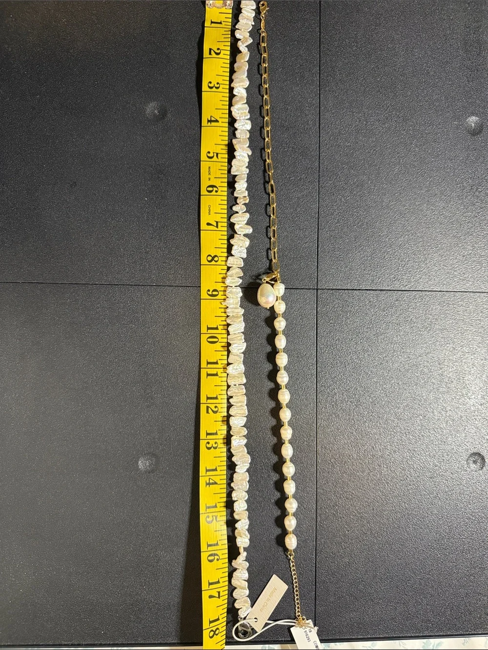 Freshwater Pearl & Gold Chain Necklace - White Pearls